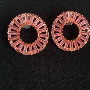 J. Crew Pink Circular Crystal Earrings